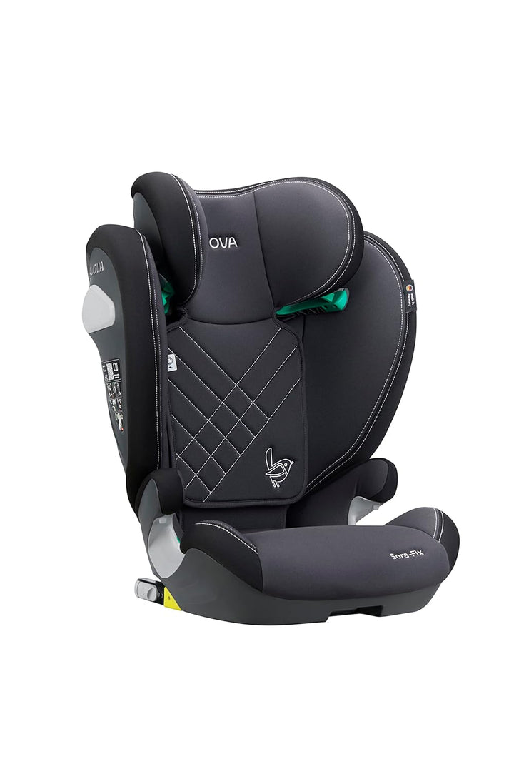 AVOVA Sora-Fix (Grey & Black), der Folgesitz geeignet von 100 bis 150 cm, 4 bis 12 Jahre, mit Isofix