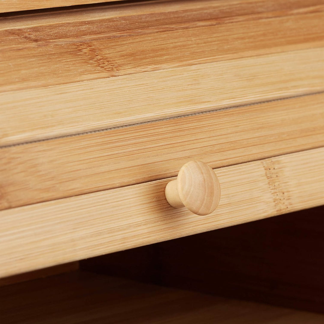 Relaxdays Brotkasten Bambus HBT: 16,5 x 40 x 27,5 cm Rollbrotkasten für aromadichte Brot Aufbewahrun