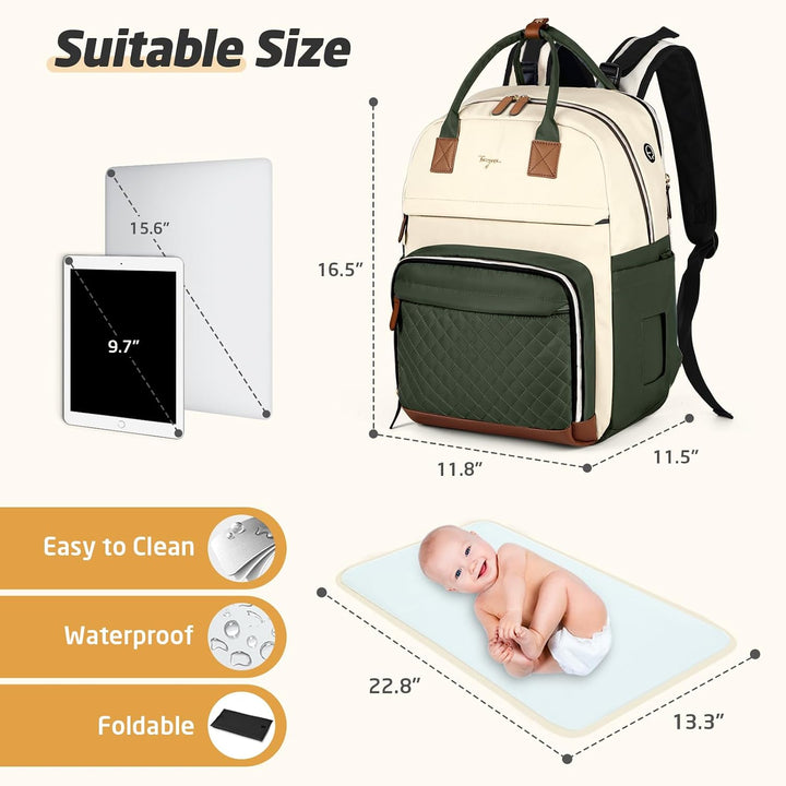 Extra grosse Wickeltasche für 2 Kinder, Wickeltasche Rucksack, Doppelwickeltasche 25–37 l, erweiterb