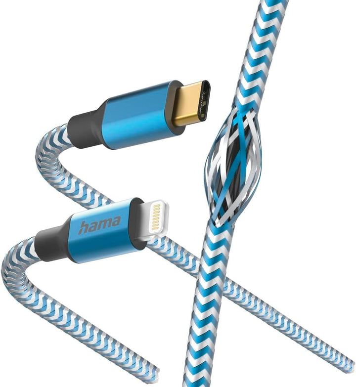 Hama Ladekabel „Reflective“ USB C auf Lightning, Nylon, 1,5m (iPhone Ladekabel, Lightning Kabel, iPh