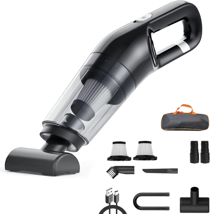Handstaubsauger Akku mit 10.000Pa Starke Saugkraft,Kabelloser Staubsauger mit HEPA-Filter & Aufsätze