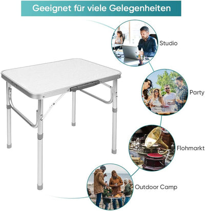 Ejoyous Aluminium Klapptisch Campingtisch, Höhenverstellbar 25-56cm Camping Tisch klappbar Leichter