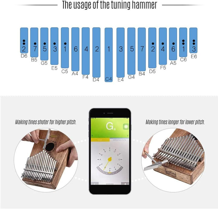 LingTing LT-K17A Kalimba Mbira Daumenklavier mit 17 Tasten