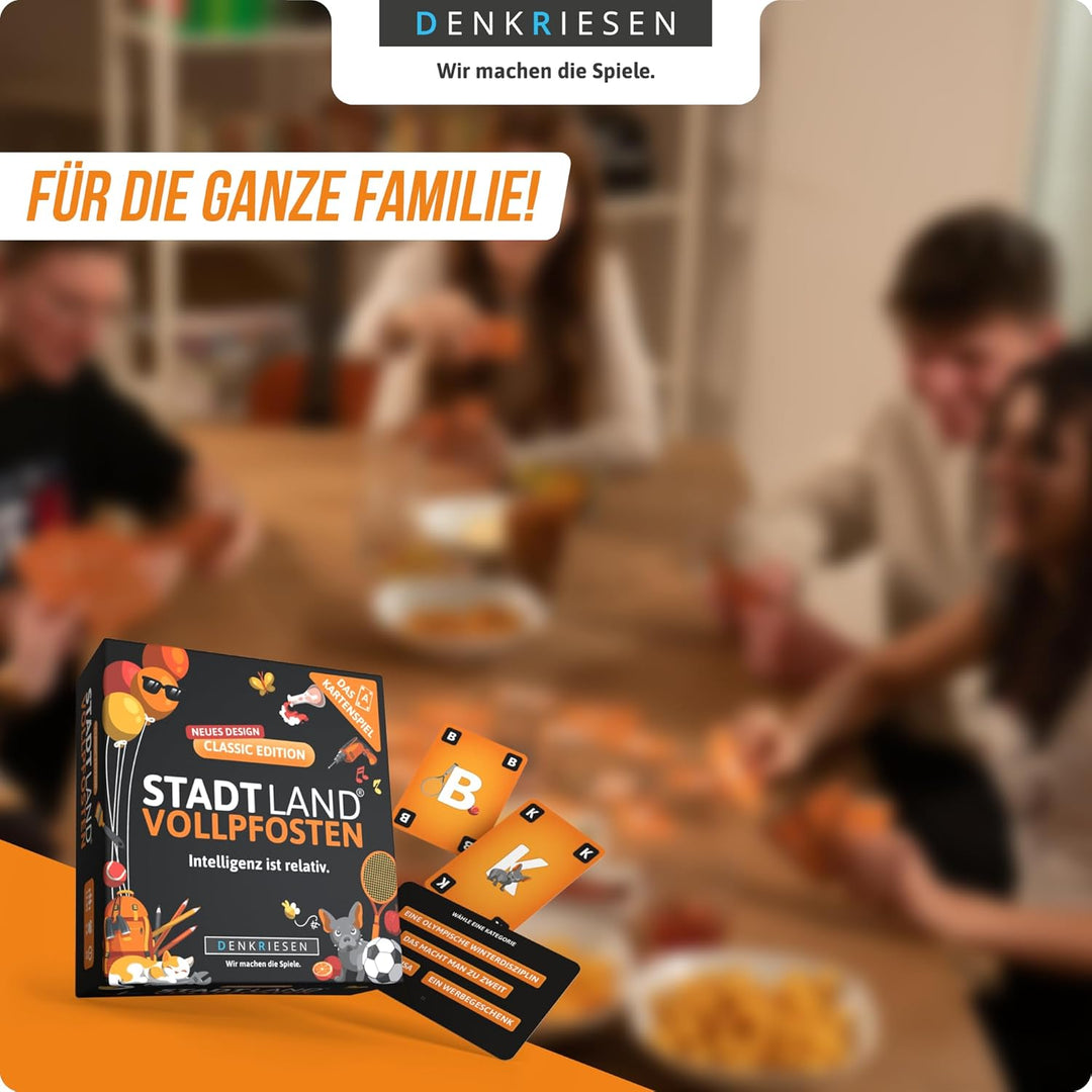 DENKRIESEN - Stadt Land VOLLPFOSTEN - Das Kartenspiel - Classic Edition | Geschenkidee| Stadt Land F