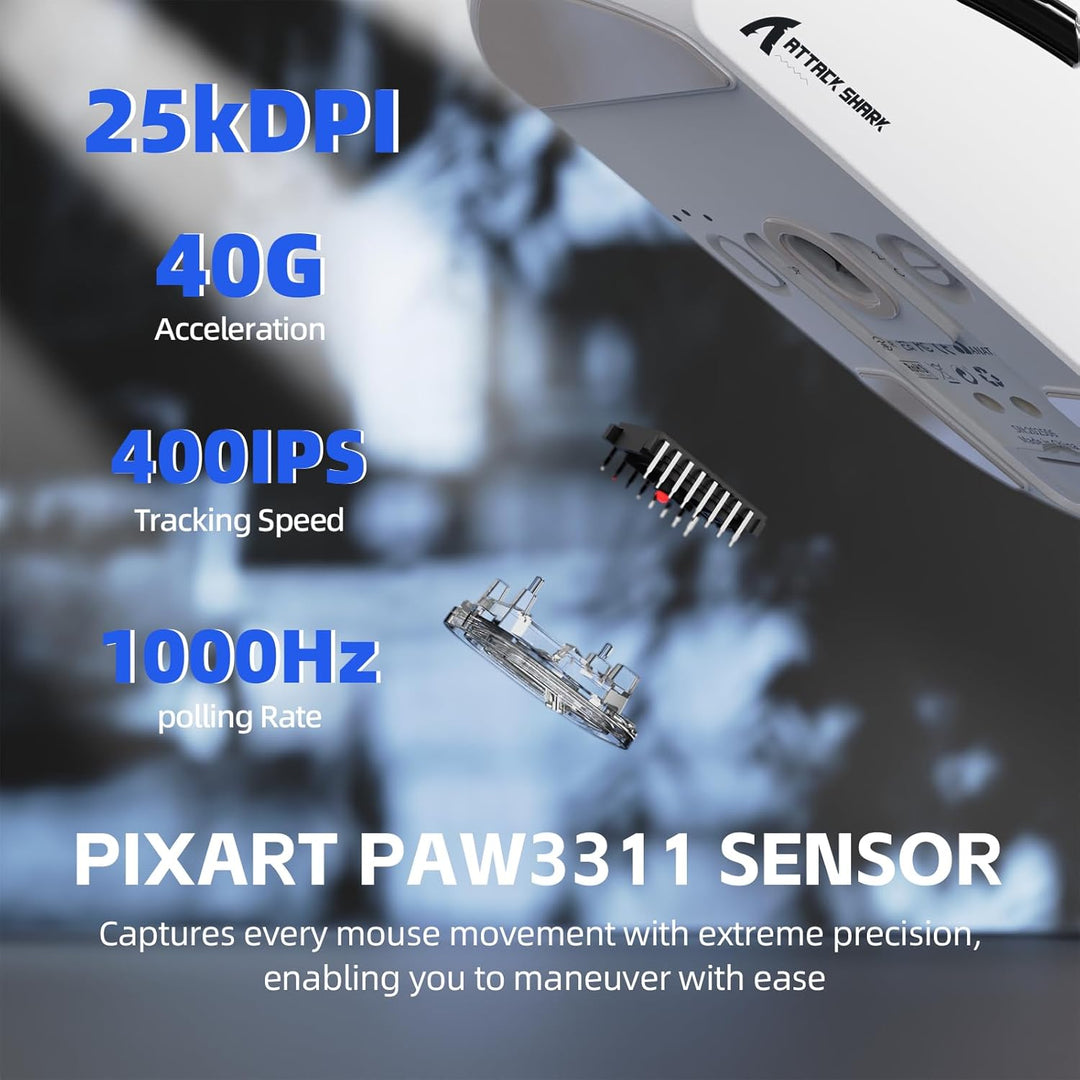 ATTACK SHARK G3PRO Kabellose Gaming-Maus mit Magnetischer Ladestation, PixArt PAW3311-Sensor, Bis zu
