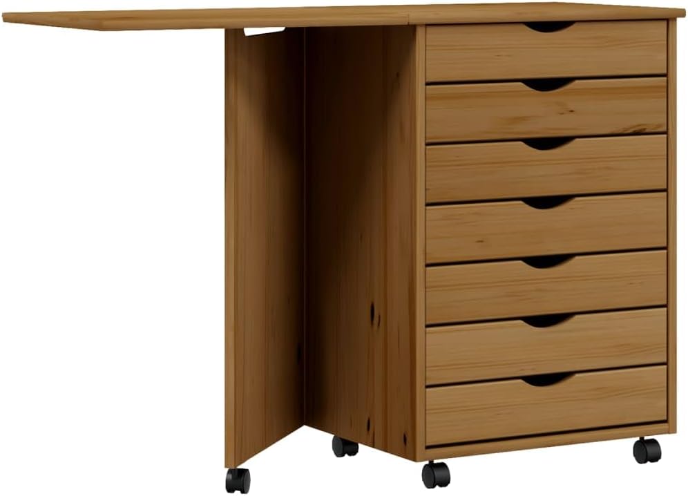 Mobiler Aktenschrank Lagerschrank mit Schreibtisch Beistellschrank mit Rollen für Wohnzimmer Schlafz
