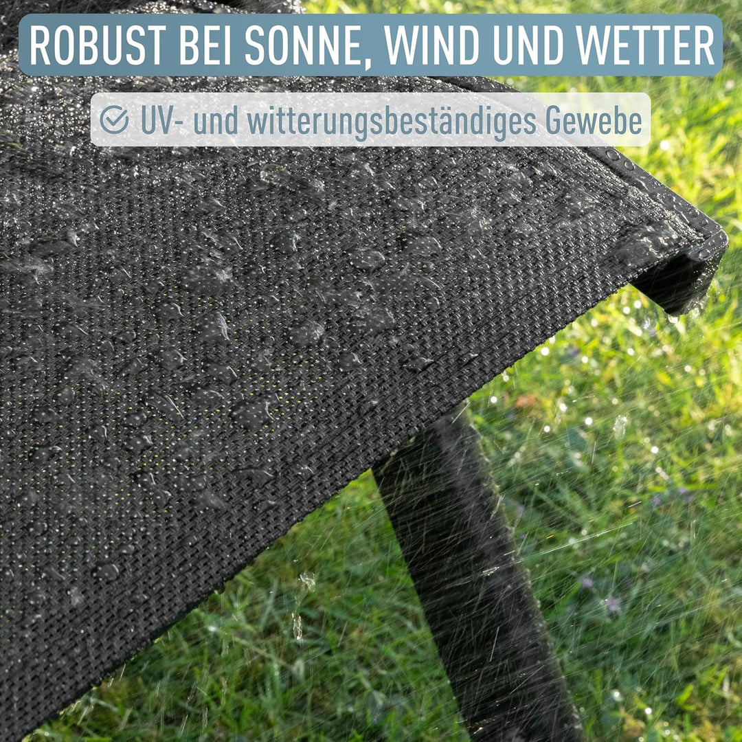 ib style - 8er Set Diplomat Stapelstuhl Schwarz | Gartenstuhlset Stapelbar | Aluminium Mehrfach gewe