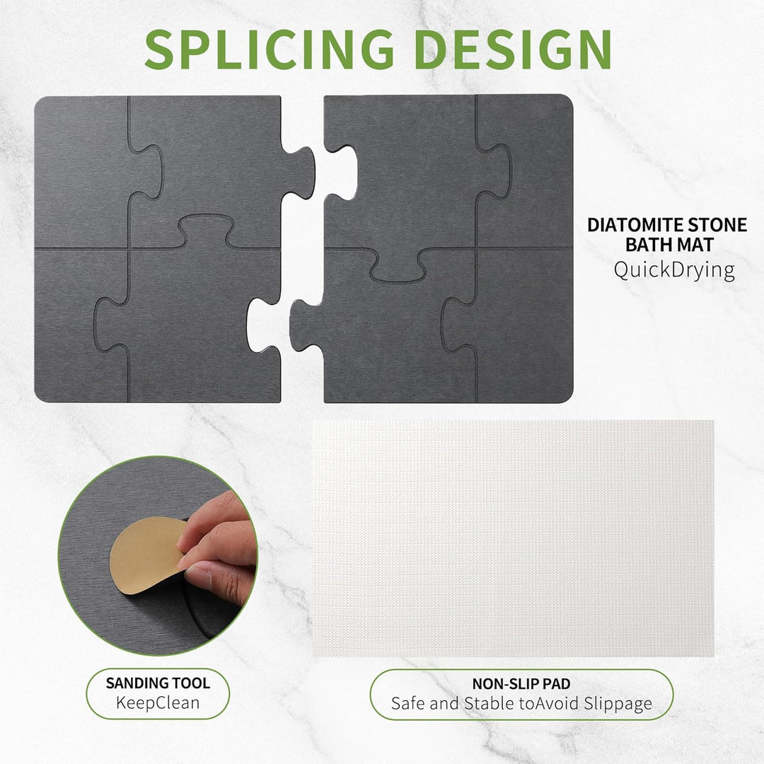 Diatomite Stone Bath Mat - Faltbar Steinmatte Badezimmer - Stein Badematte - Duschvorleger Schnelltr