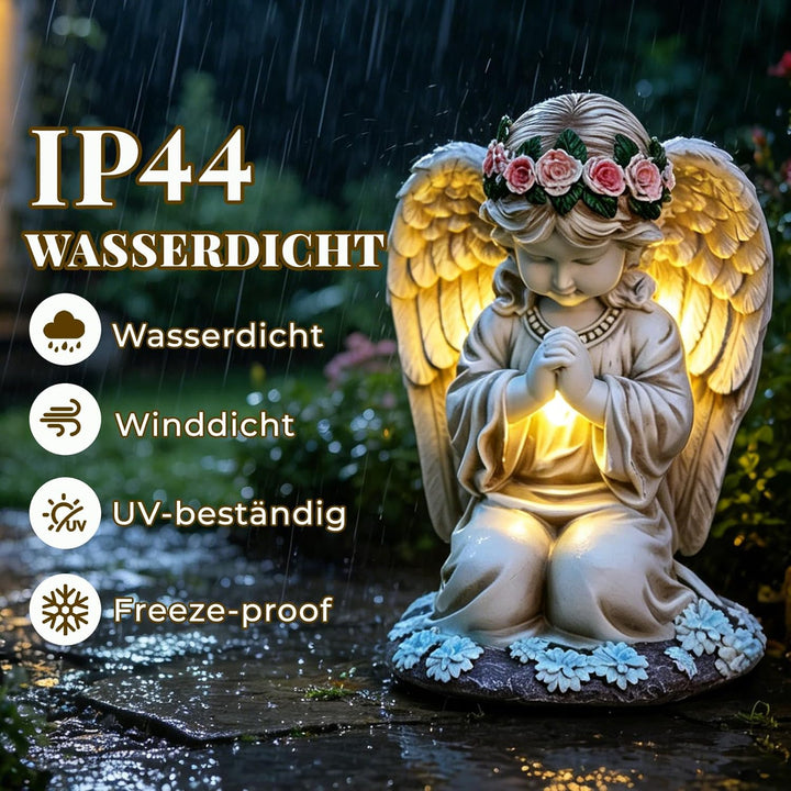 AVEKI Solar Engel Statue, Graten und Grab Schutzengel Figur mit Solar Licht, Outdoor Wetterfest Deko