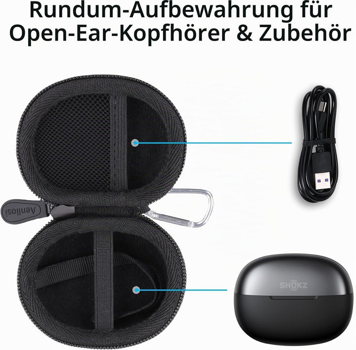 Aenllosi für SHOKZ OpenDots ONE Open-Ear-Kopfhörer, Hartschalen-Reiseetui zum Schutz, Clip-On-Ohrhör