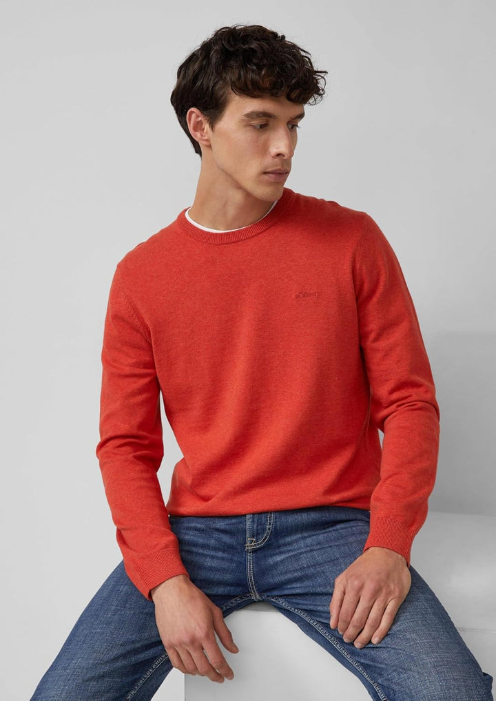 s.Oliver Baumwollpullover mit Logo-Stickerei S 34w0_korallrot, S 34w0_korallrot