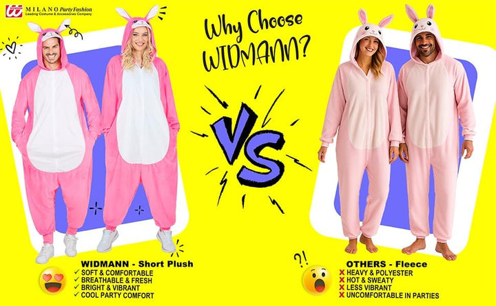 W WIDMANN MILANO Party Fashion - Tier Overall für Erwachsene, weicher Plüsch Jumpsuit mit Kapuze, Ti