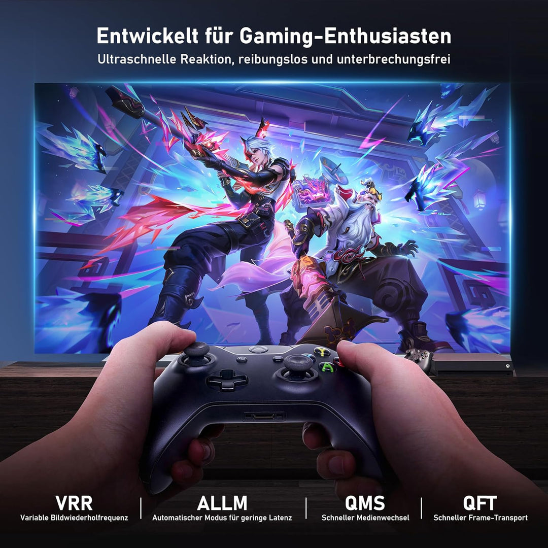 8K Glasfaser HDMI Kabel 15 m, 48Gbps ultraschnelles dünnes HDMI Kabel, 8K bei 60 Hz, 4K bei 240 Hz,
