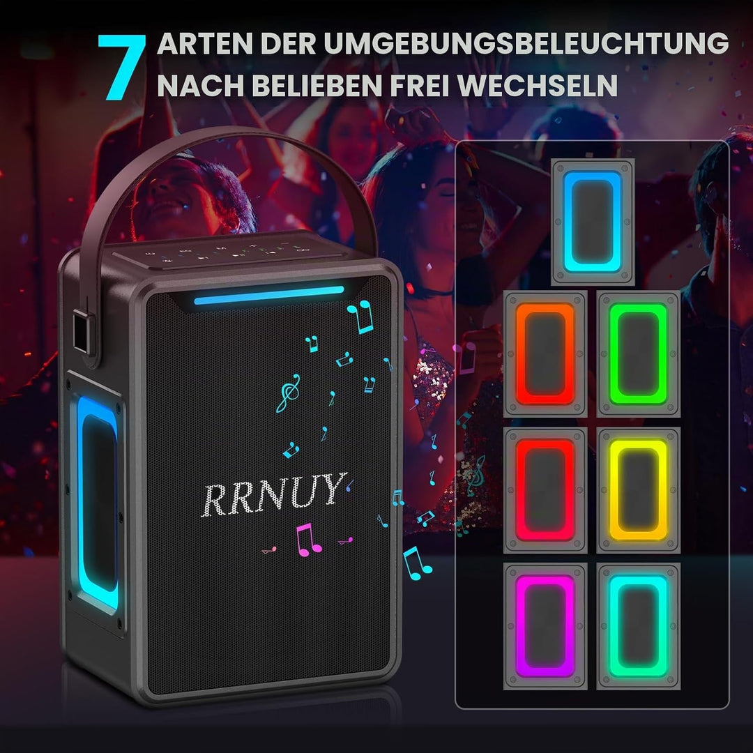 Tragbarer Bluetooth Lautsprecher 60W, IPX6 wasserdichter kabelloser Speaker mit kräftigem Bass, TWS