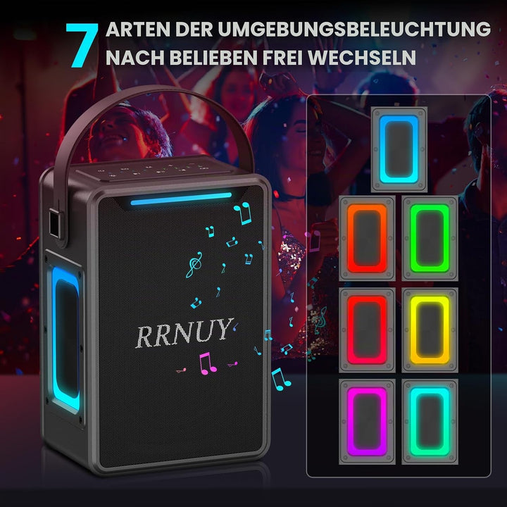 Tragbarer Bluetooth Lautsprecher 60W, IPX6 wasserdichter kabelloser Speaker mit kräftigem Bass, TWS
