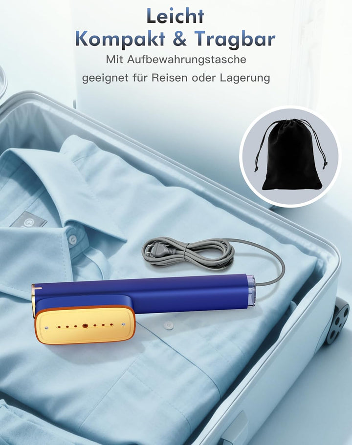 Dampfglätter, 2-in-1 Reisedampfglätter, 1200W Steamer Iron, 15s Schnellaufheizung, 220–240V EU Spann