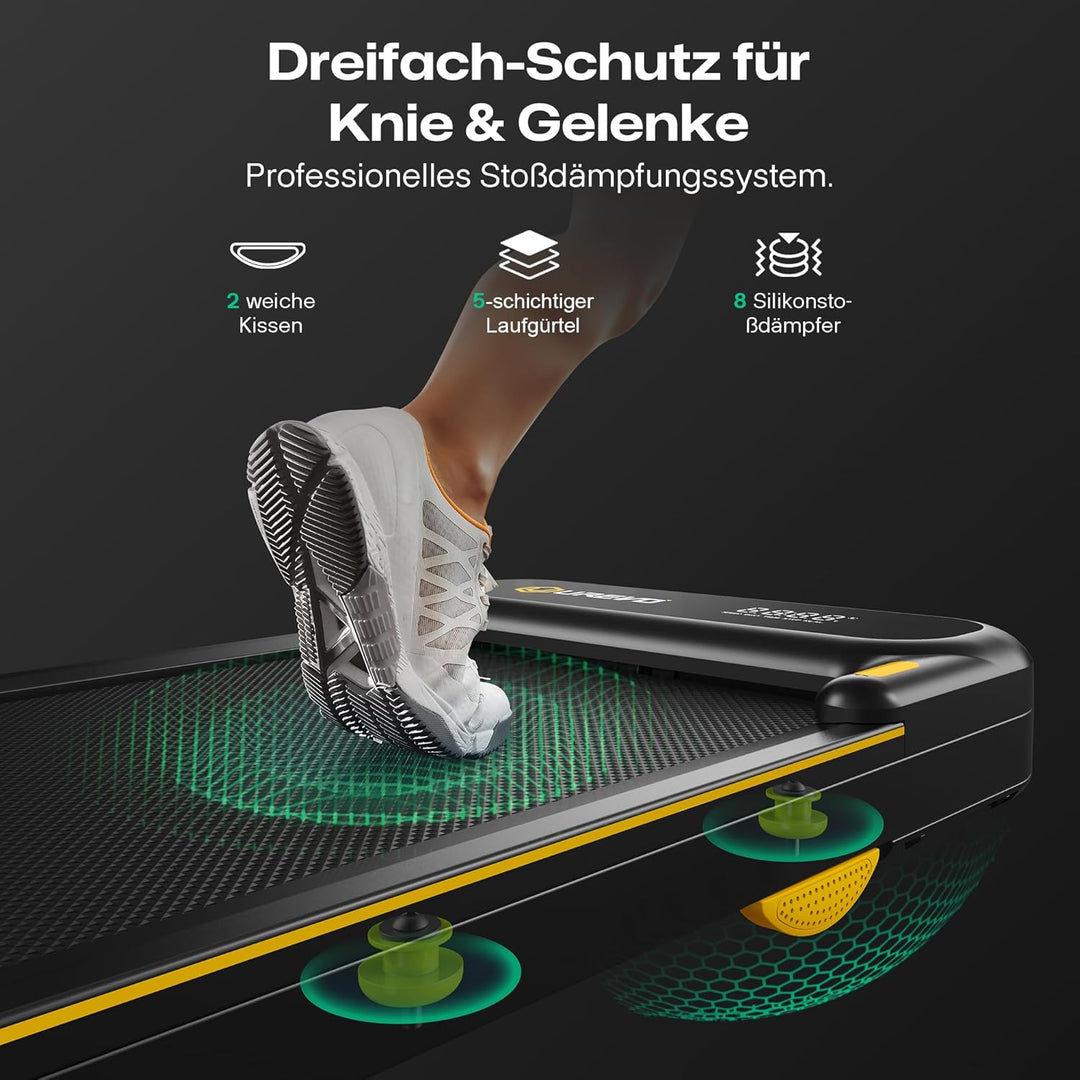 UREVO 2 in 1 Laufband für zuhause mit APP, Walking pad mit doppelter Stossdämpfung, ‎1-10 km/h Laufb