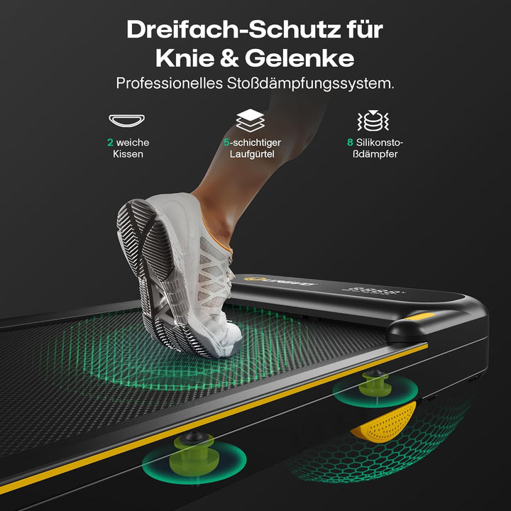 UREVO 2 in 1 Laufband für zuhause mit APP, Walking pad mit doppelter Stossdämpfung, ‎1-10 km/h Laufb
