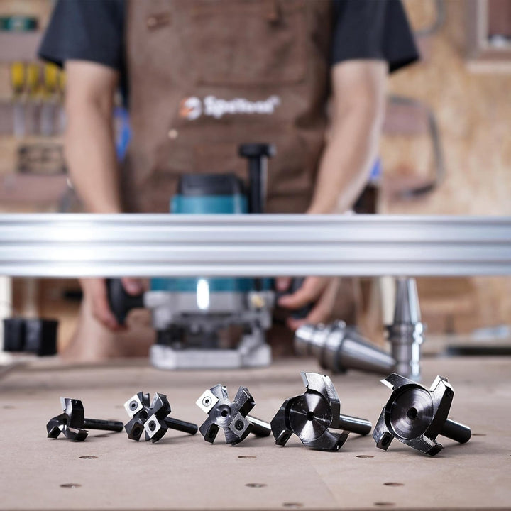 SpeTool Planfräser 8mm Schaft 40mm Durchmesser Flächenfräser für Oberfräse mit 4 austauschbaren Hart