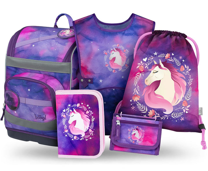 Baagl Schulranzen Jungen Mädchen Set 5 Teilig (Zippy Schultasche für 1. Klasse, Mäppchen, Turnbeutel