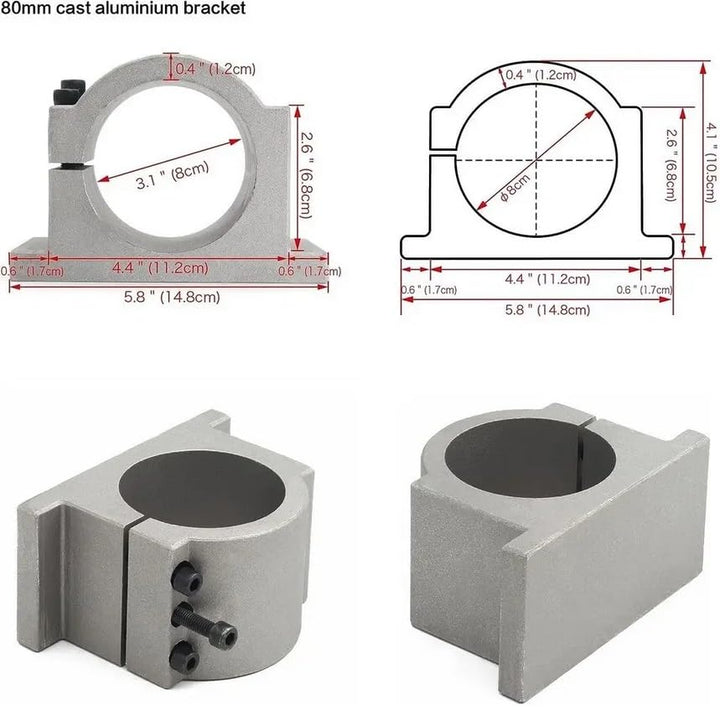 RATTMMOTOR 1.5kW 220V Luftgekühlten Spindelmotor ER16 und 1.5kW 220V VFD Frequenzumrichter und 80mm