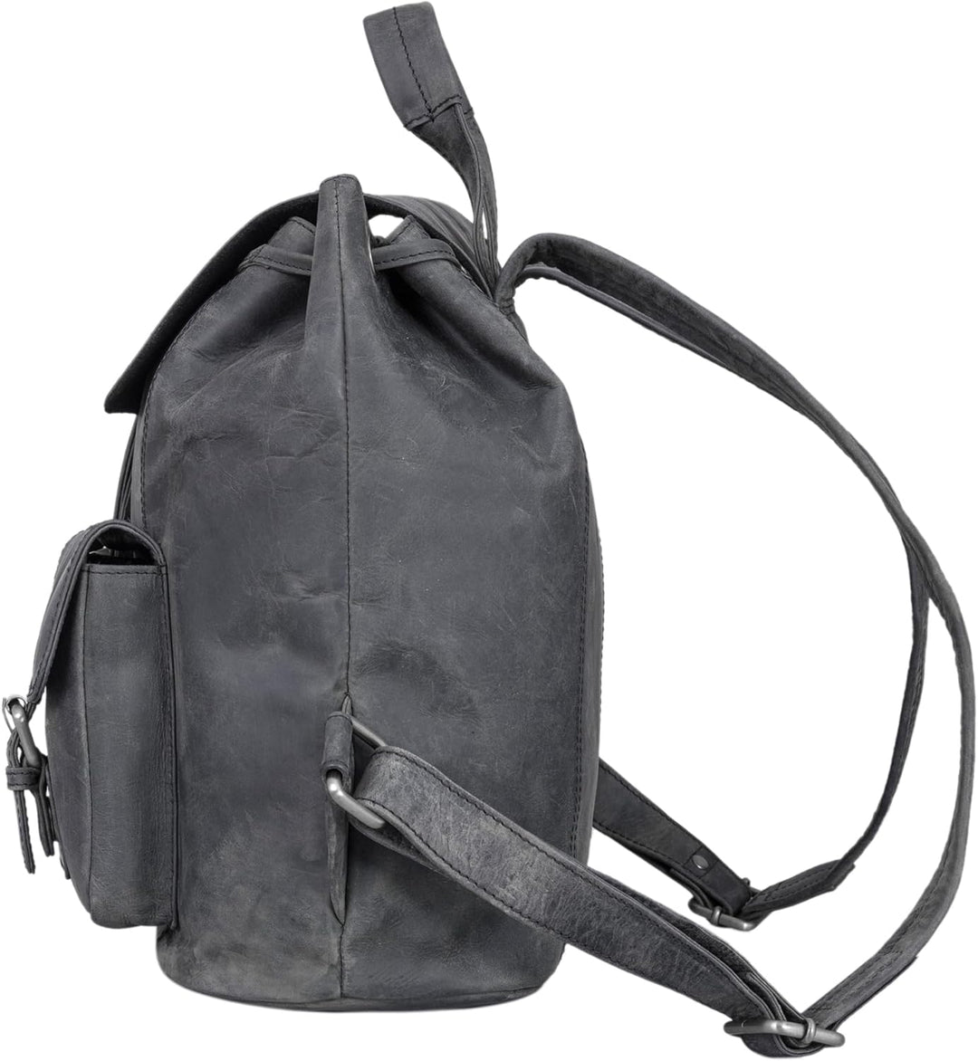 STILORD 'Larissa' Grosser Echt Leder Rucksack im Vintage Look - Stilsicher Unterwegs Sein, Carbon -