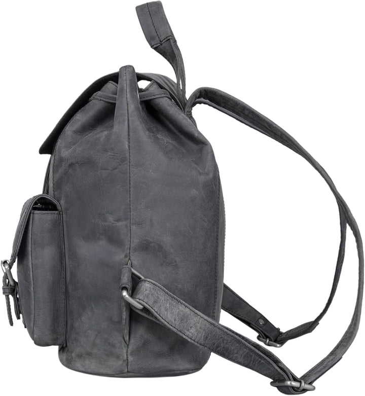 STILORD 'Larissa' Grosser Echt Leder Rucksack im Vintage Look - Stilsicher Unterwegs Sein, Carbon -