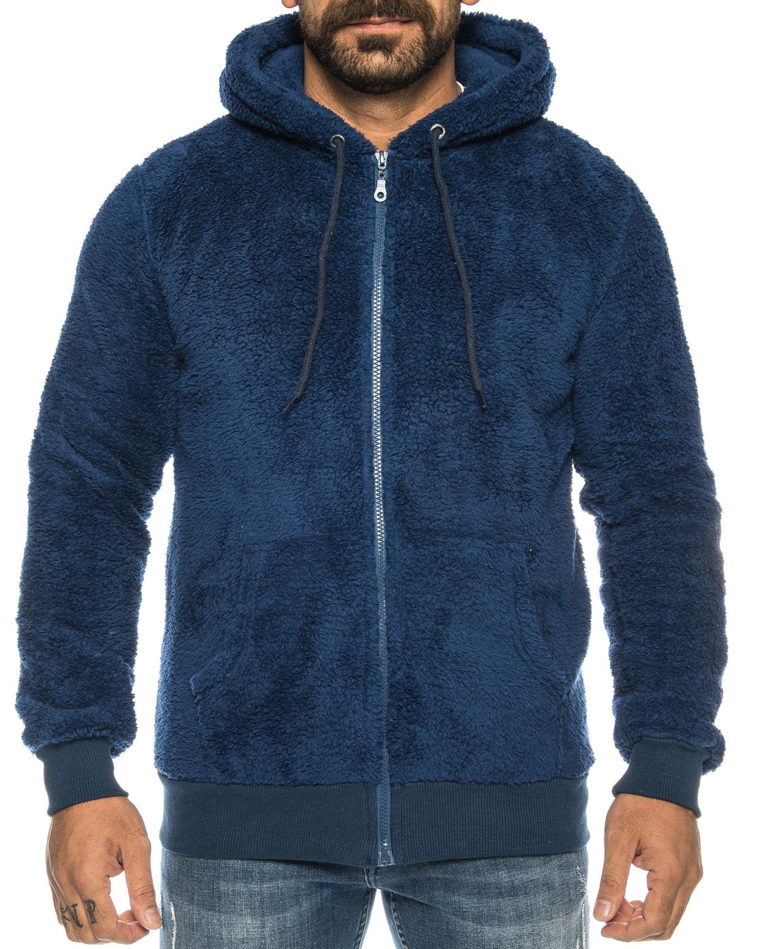 Raff &Taff Herren Kapuzenjacke Teddy Fleece Plüschjacke mit Kapuze Casuale Zip Hoodie Cardigan mit K