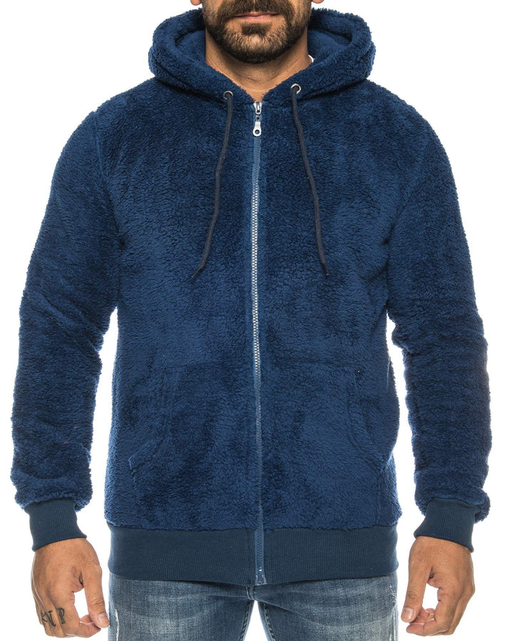 Raff &Taff Herren Kapuzenjacke Teddy Fleece Plüschjacke mit Kapuze Casuale Zip Hoodie Cardigan mit K
