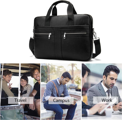 FANDARE Herren Laptop-Aktentaschen Leder Handtasche Business Umhängetasche Wasserdicht Crossbody Mes