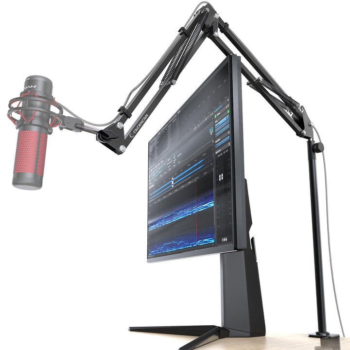 Boom Arm, 360° drehbarer Mikrofonständer mit Tischhalterung, faltbarer Tischmikrofonarm mit 3/8&