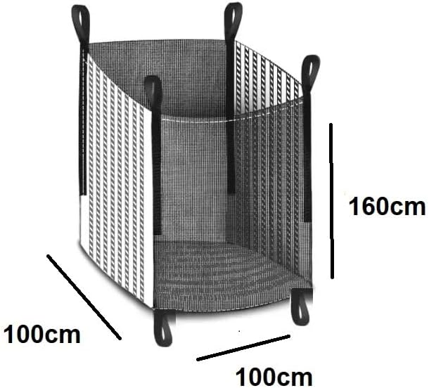 Woodbag Holz Big Bag Netzgewebe und Lüftungsgewebe mit Ventilationsstreifen geschlossener Boden 100x