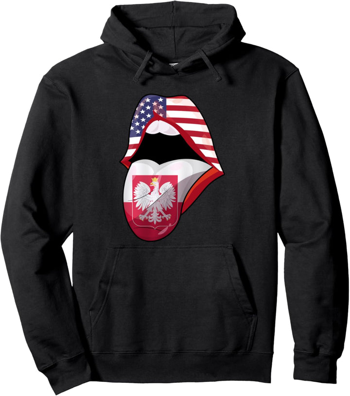 Polen American Roots USA Polska Polen Flag Lippen Frauen Pullover Hoodie