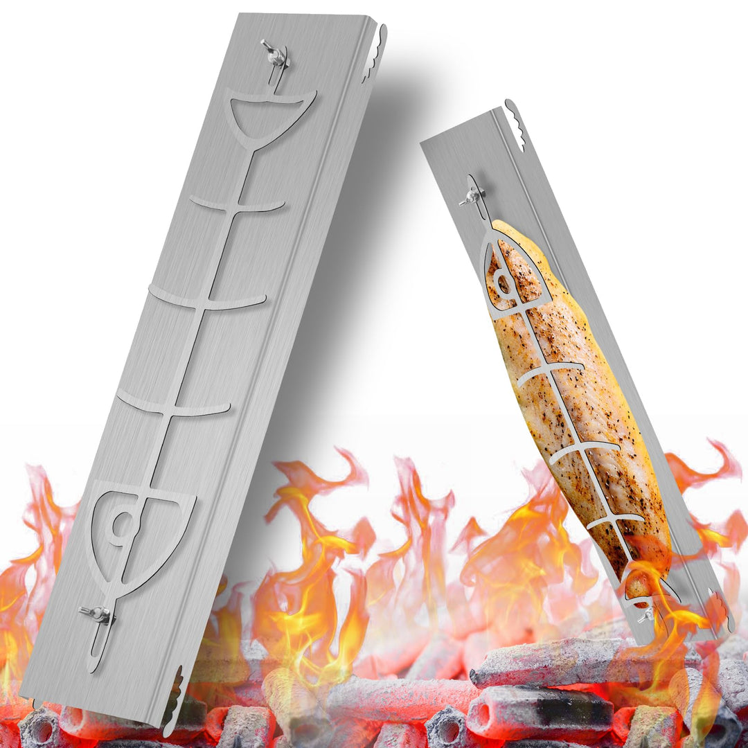Edelstahl Flammlachshalter | mit speziellem Spannmechanismus- Keine Schrauben nötig | 180° drehbar &