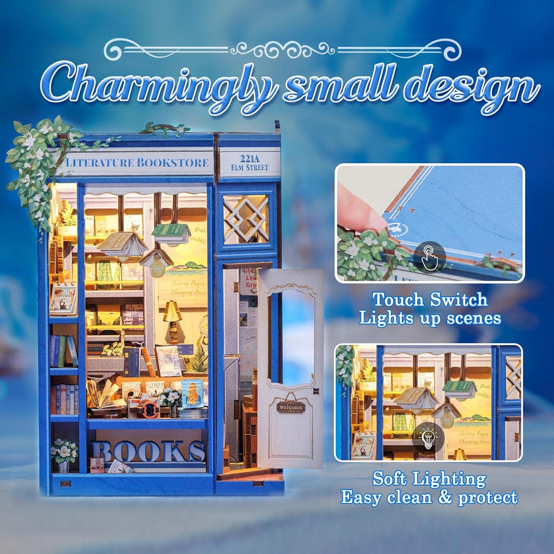 CUTEBEE DIY Book Nook - DIY Puppenhaus Häuser, Miniatur Haus Selber Bauen mit LED-Beleuchtung | Krea