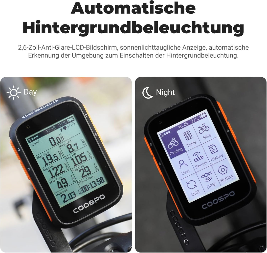 COOSPO BC200 Ciclocomputer GPS Bluetooth 5.0 ANT+, Computer Bicicletta Senza Fili Wireless Con LCD s