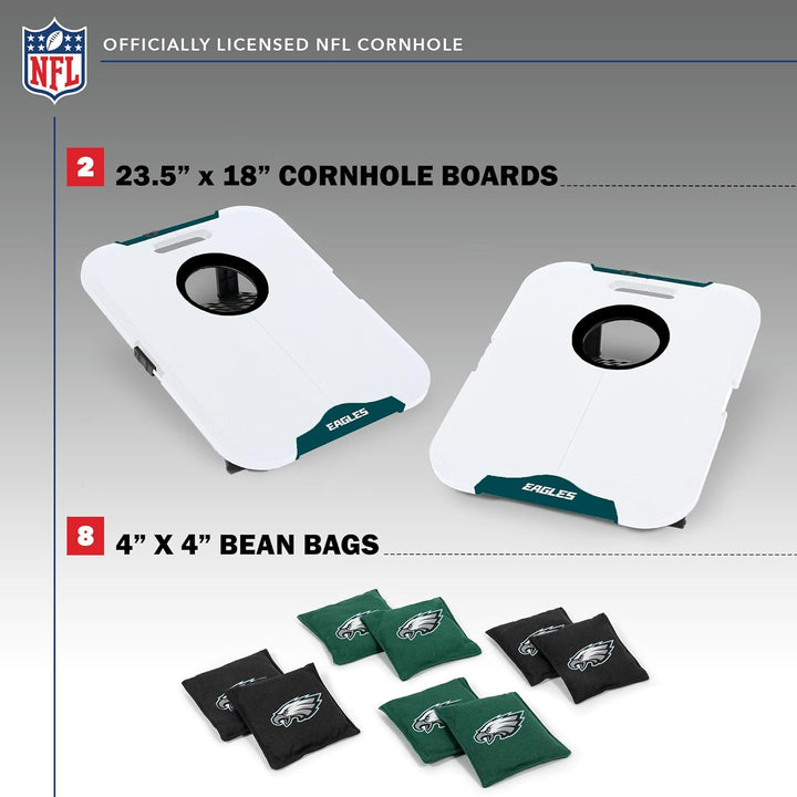 Wild Sports NFL Pro Football Allwetter Cornhole Set - Travel Bean Bag Toss Set Includes 8 Bean Bags