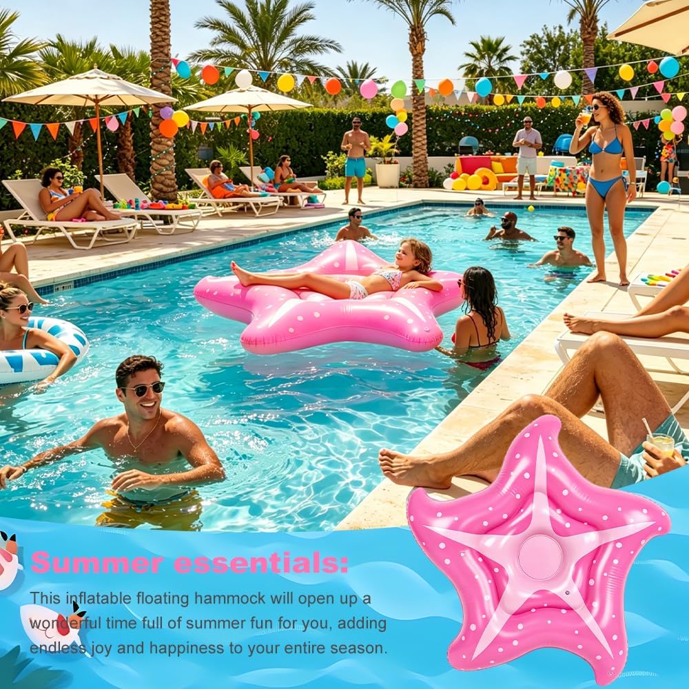 Mineup 150cm Luftmatratze Pool Seestern, Aufblasbares Schwimmbett Mit 1 Luftpump, Wasserhängematte E