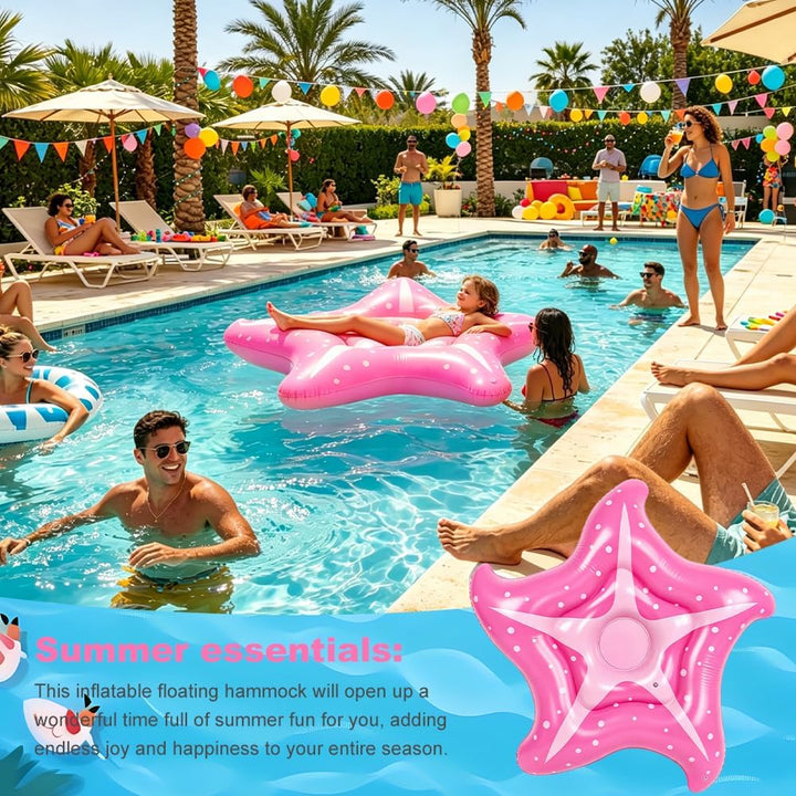 Mineup 150cm Luftmatratze Pool Seestern, Aufblasbares Schwimmbett Mit 1 Luftpump, Wasserhängematte E