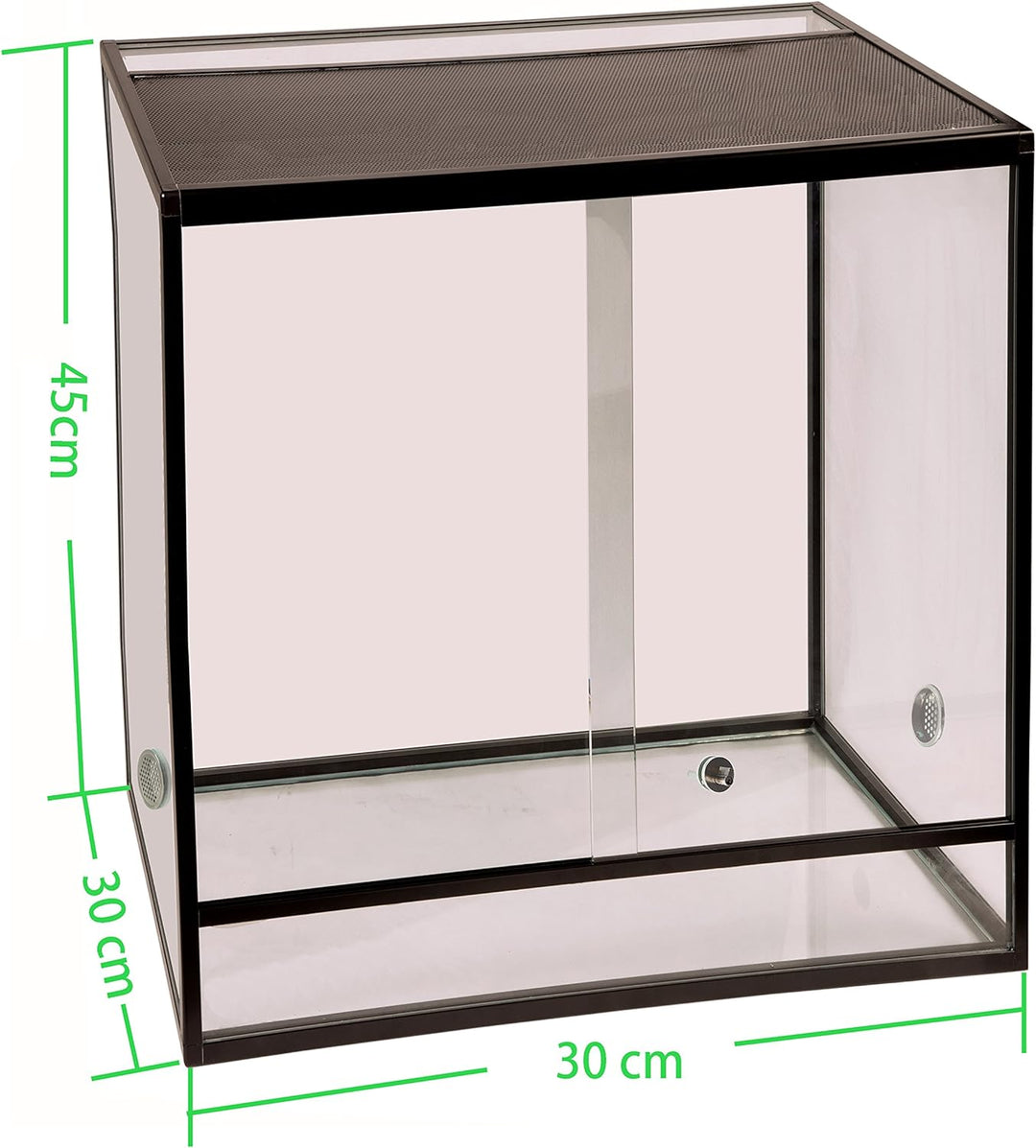 Reptiles Planet Aluminium Elegance Terrarium für Reptilien/Amphibien 30 x 30 x 45 cm, Schwarz Schwar