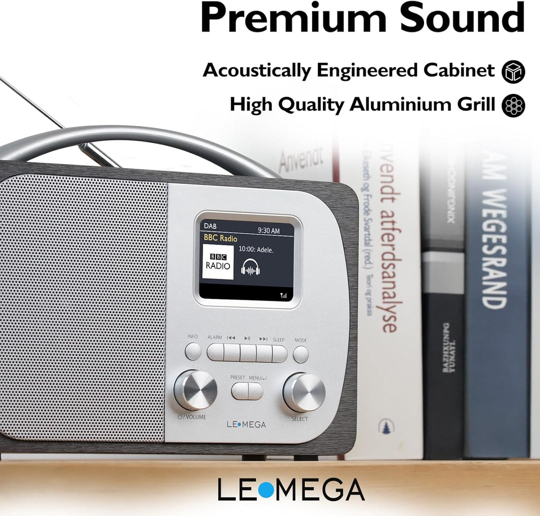 LEMEGA DR5 Tragbares DAB/DAB+ Digitalradio,Radio Holz mit Bluetooth,UKW-Radio für die Küche oder das