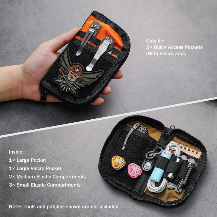 VIPERADE VE22 EDC Pouch Klein EDC Werkzeugtasche mit 4 Taschen und 5 elastischen Fächern Klein EDC O