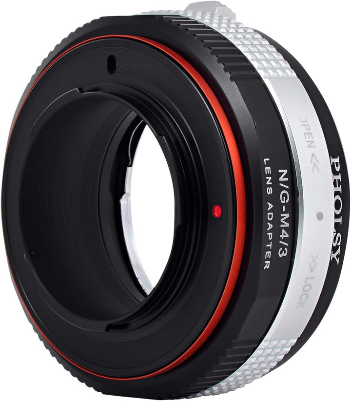 PHOLSY Objektivadapter mit Blendenring Nikkor G auf MFT Kompatibel für Nikon F (G) Objektiv auf M4/3