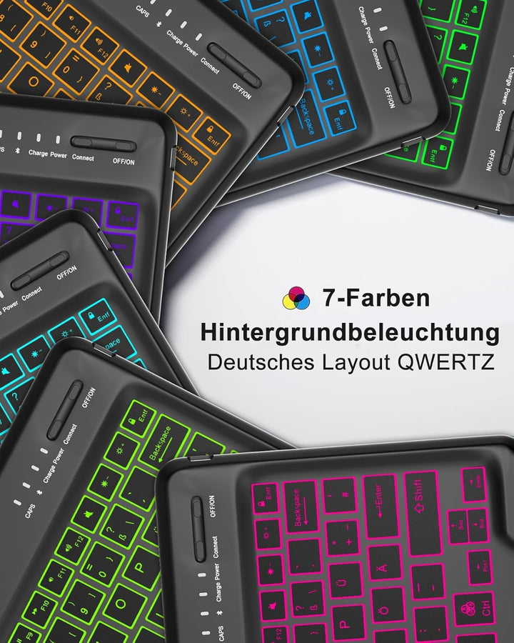 Hülle mit Tastatur & 7-Farben Beleuchteter für Lenovo Idea Tab Pro Tablet 12,7" (2025 TB373FU) & Mot
