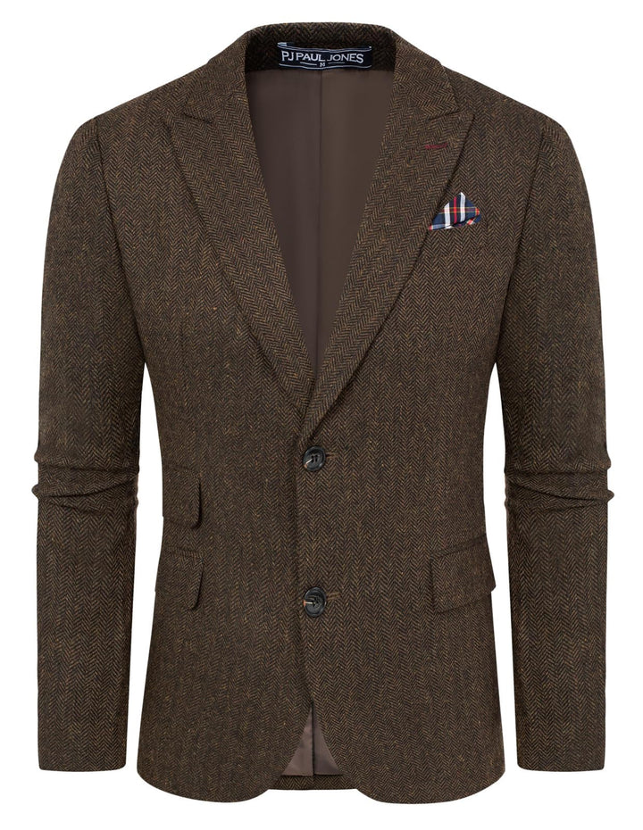 PJ PAUL JONES Sakko Herren Vintage British Blazer 2 Knöpfe Business Anzugjacke Tweed Sakko XL Dunkel