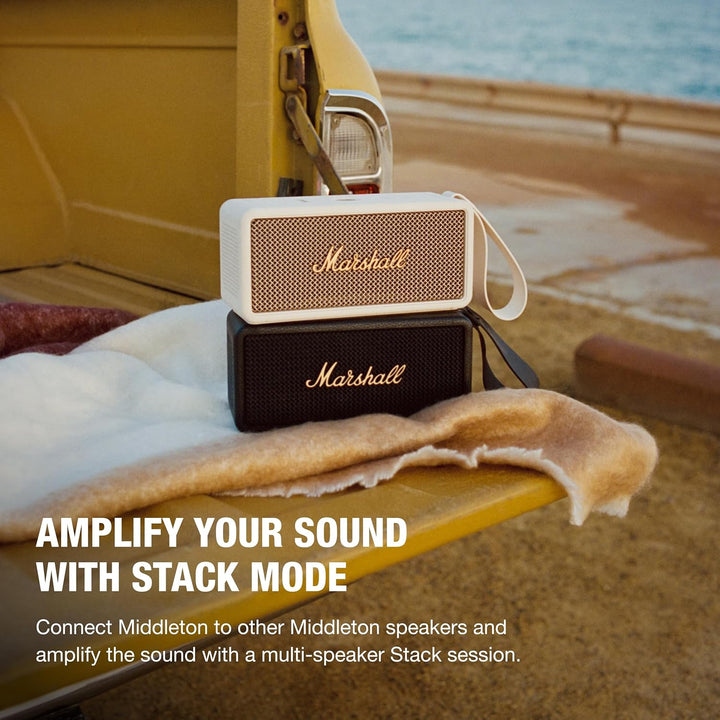 Marshall Middleton kabelloser tragbarer Bluetooth-Lautsprecher, über 20 Stunden tragbare Spielzeit,