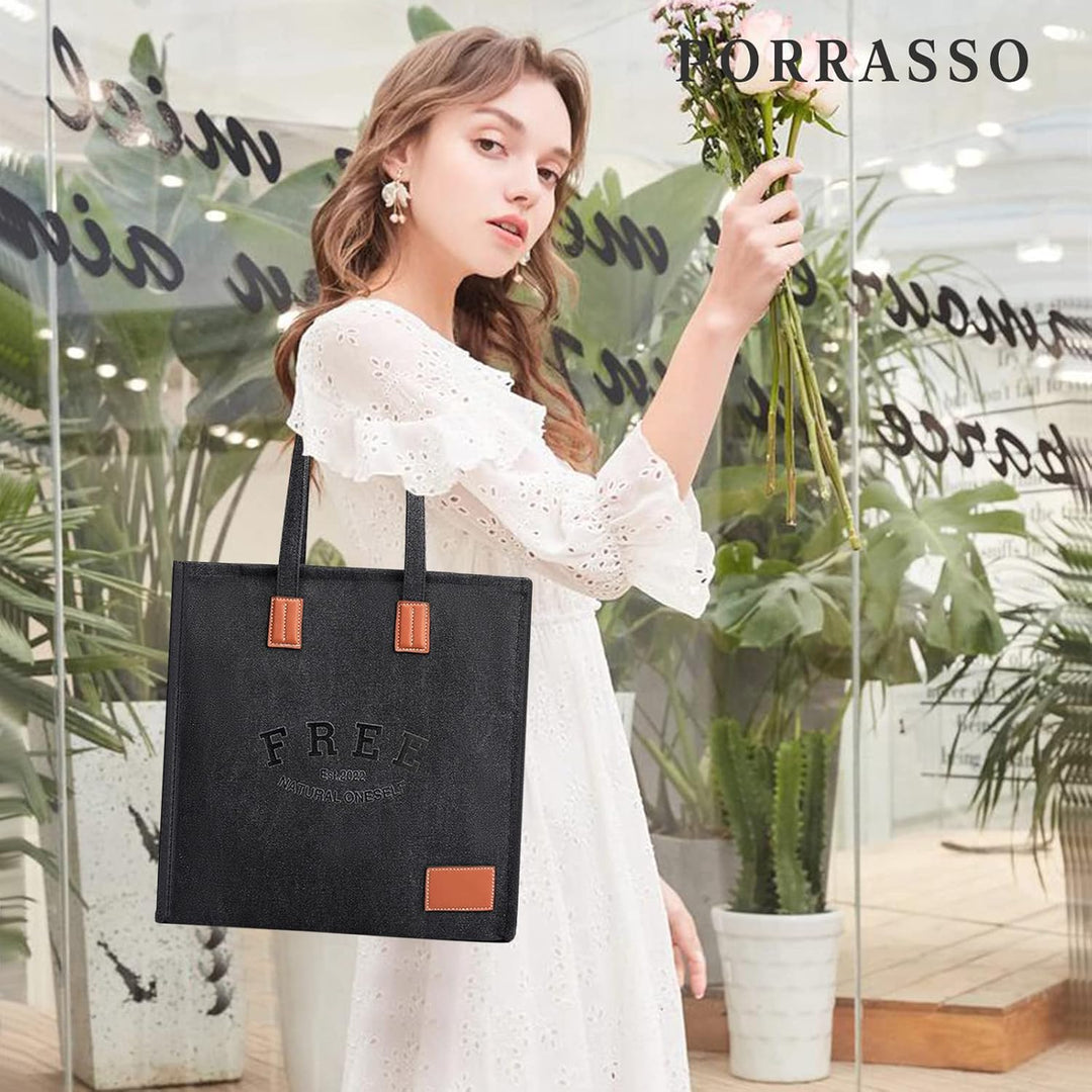 PORRASSO Retro Schultertasche Damen Segeltuch Handtasche Mädchen Tote Bag Shopper Henkeltasche für S