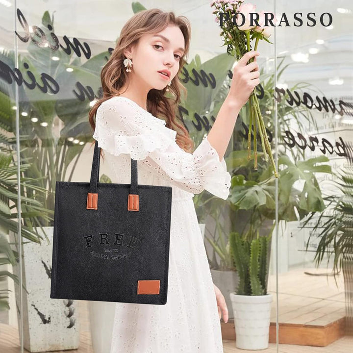 PORRASSO Retro Schultertasche Damen Segeltuch Handtasche Mädchen Tote Bag Shopper Henkeltasche für S