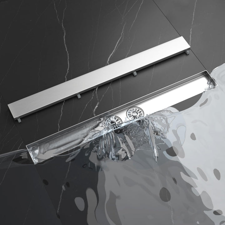 Neodrain Duschrinne 80cm Edelstahl Bodenablauf mit 2 Abflüsse, 360° Siphon 2 in 1 Duschablauf Flach