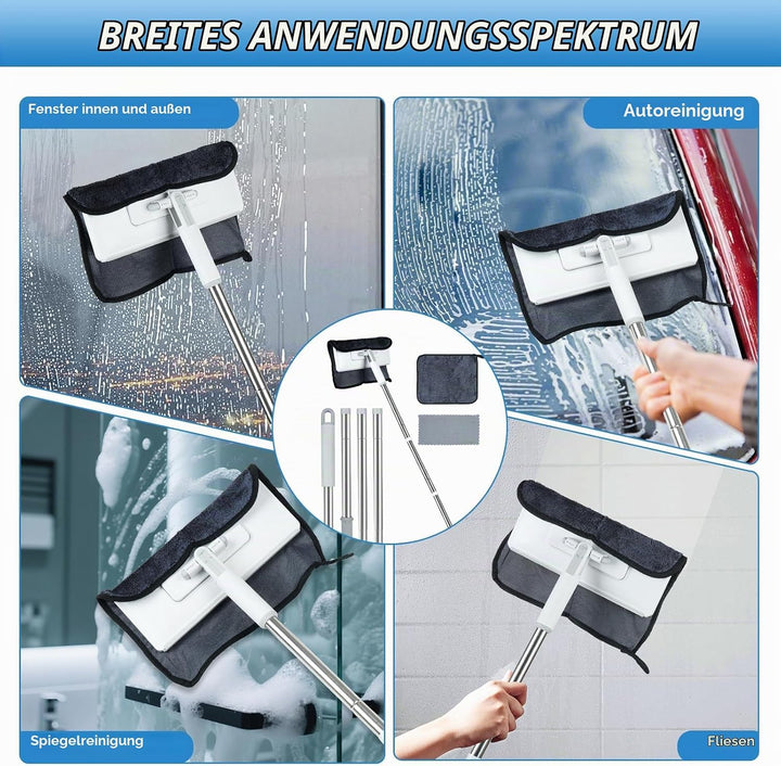 2-in-1 Wischmopp mit Druck-Klemm-System, 1-Knopf Wechsel Snap Grip Mini Mop mit 3 Mikrofasertücher,